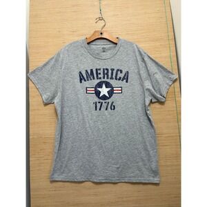 Patriotic America 1776 Graphic T-Shirt Gray Mens XL 46-48